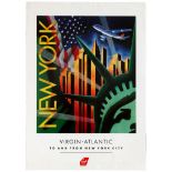 Travel Poster Virgin Atlantic New York City Statue of Liberty