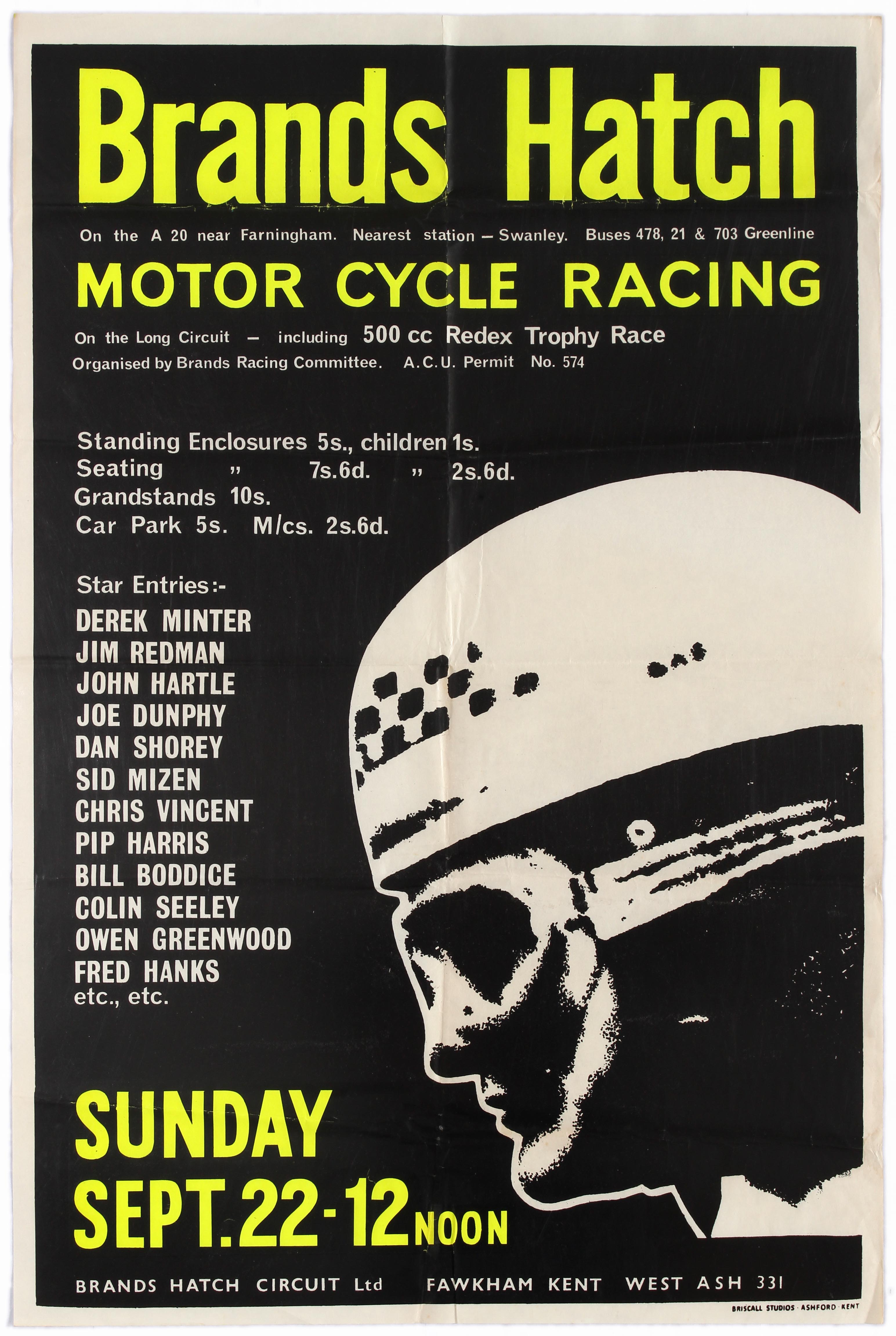 Sport Poster Brands Hatch Motorcycle Racing Derek Minter 1963