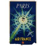 Travel Poster Paris Air France Airline Pierre Baudouin Arc de Triumph Champs Elyse