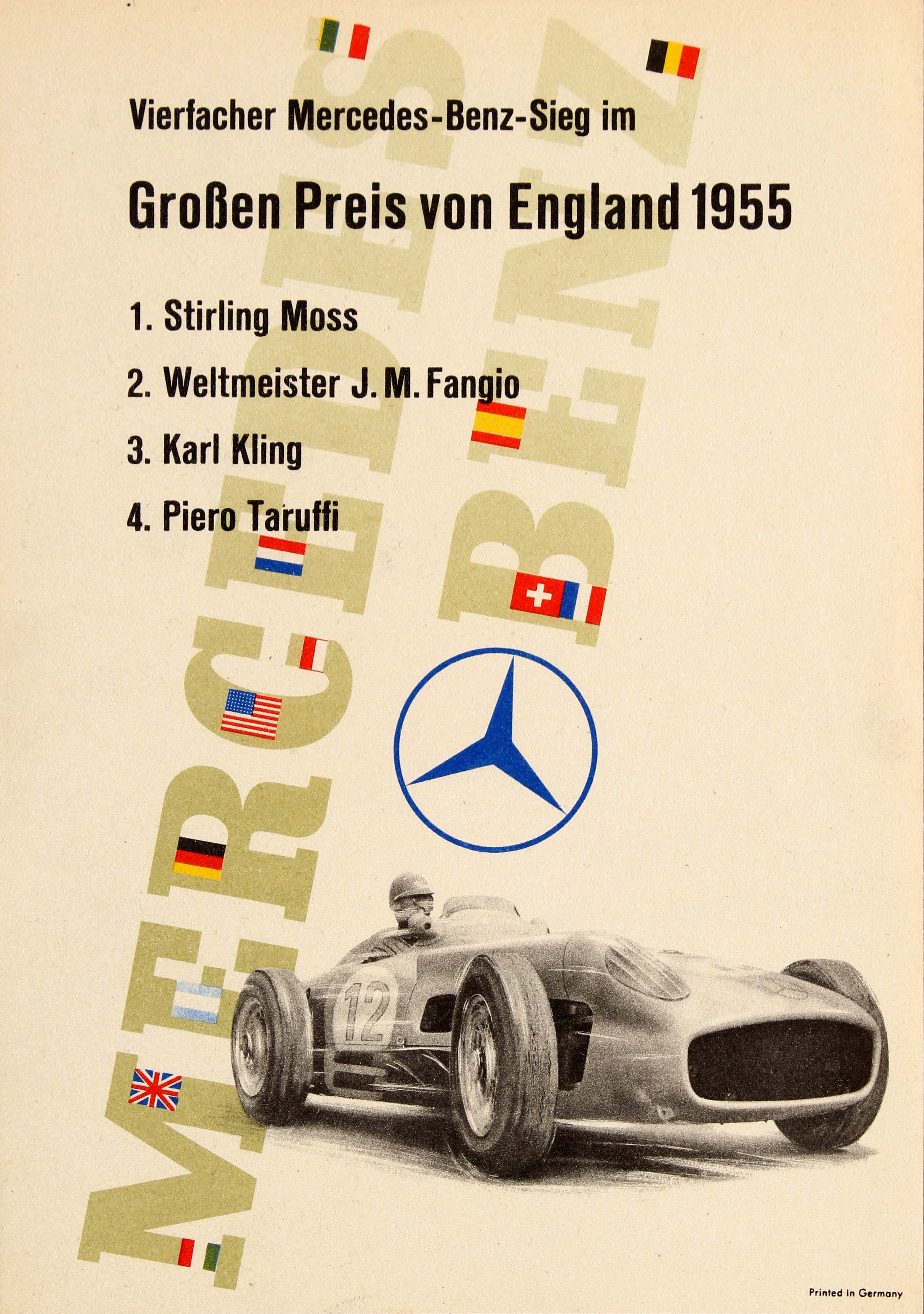 Sport Poster Mercedes Benz British Grand Prix Formula 1 Stirling Moss