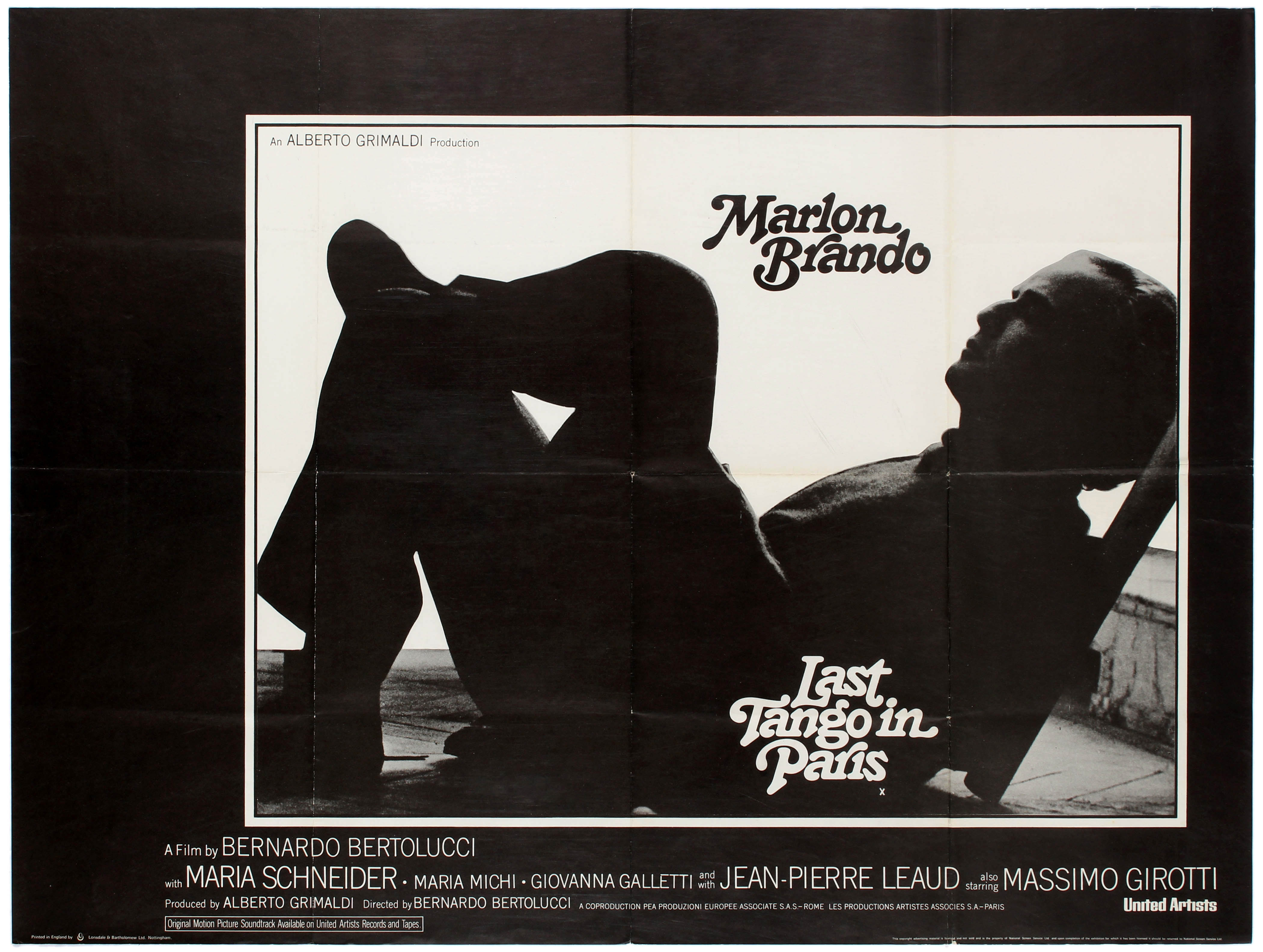 Film Poster Last Tango in Paris Brando Bertolucci UK Quad