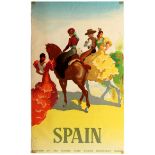 Travel Poster Spain Flamenco Andalucia Dancers Horses Morell