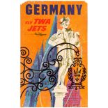 Travel Poster Germany TWA Airline Nuremberg David Klein