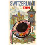 Travel Poster Switzerland TWA Airline David Klein