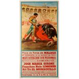 Travel Poster Spanish Bullfighting Plaza de Toros de Malaga