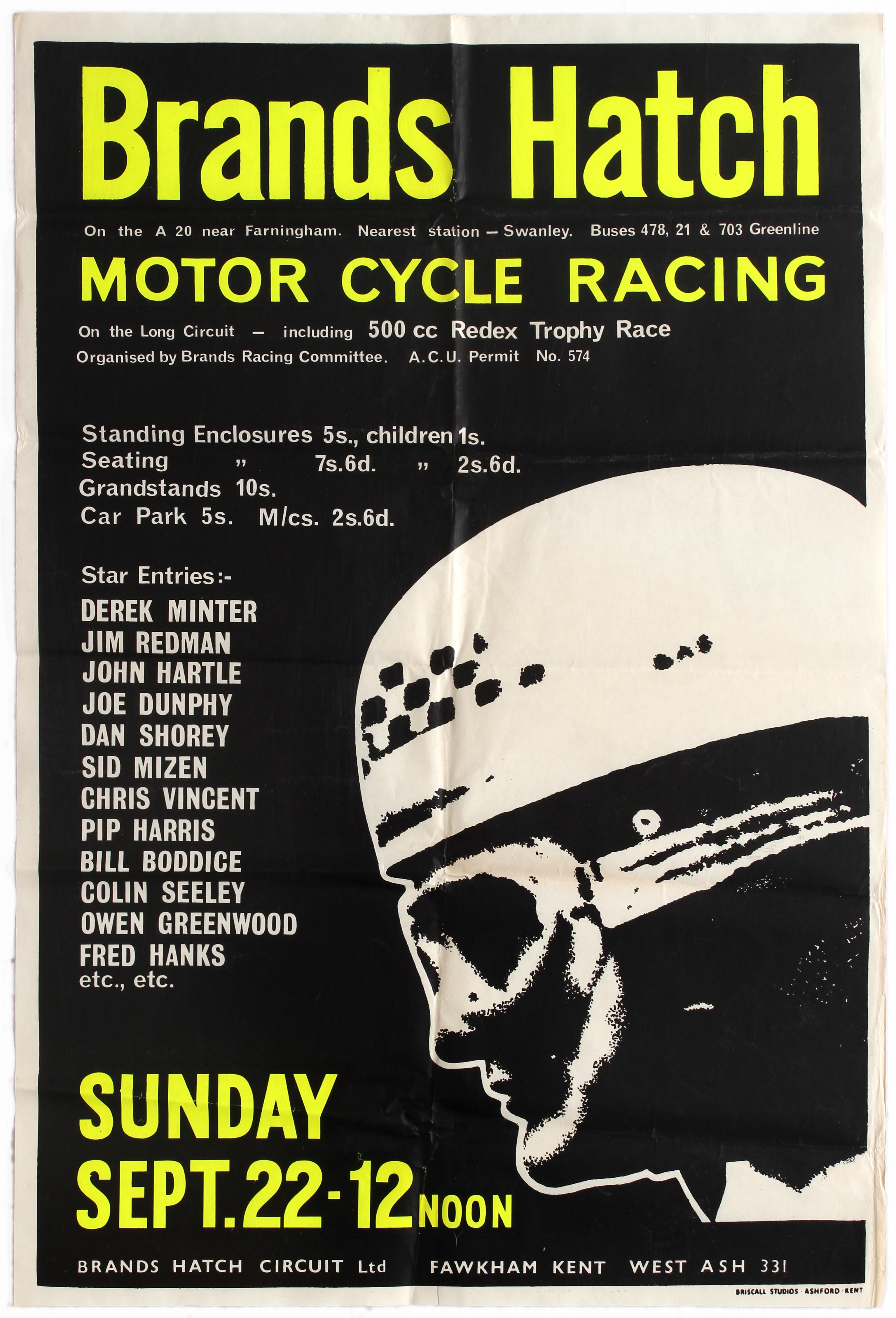 Sport Poster Brands Hatch Motorcycle Racing Derek Minter 1963