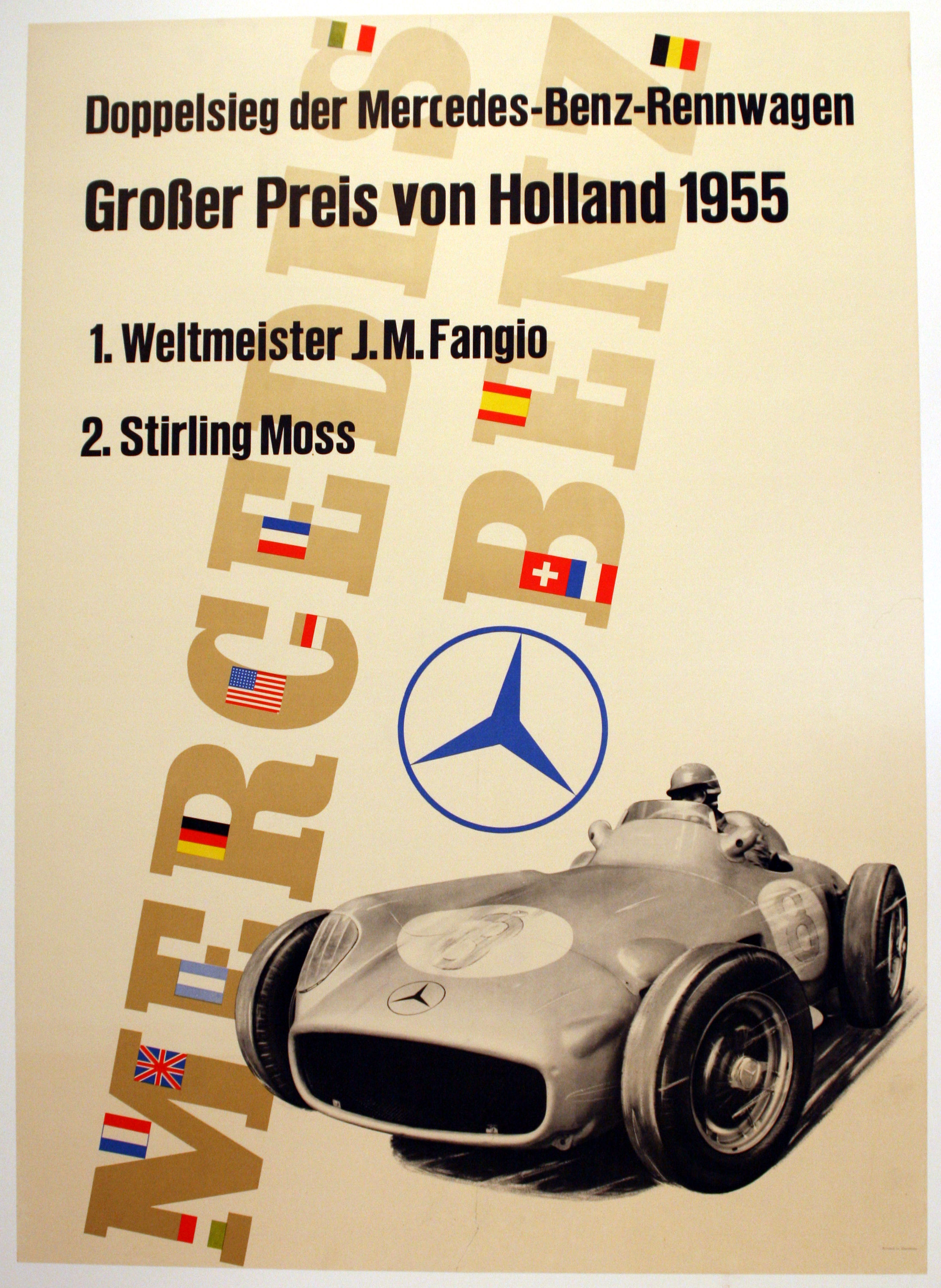 Sport Poster Mercedes Benz Holland Grand Prix Formula One 1955