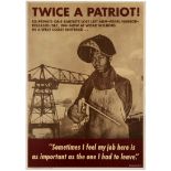 Propaganda Poster WWII USA War Patriot Obie Bartlett Shipyard Welder African Americana