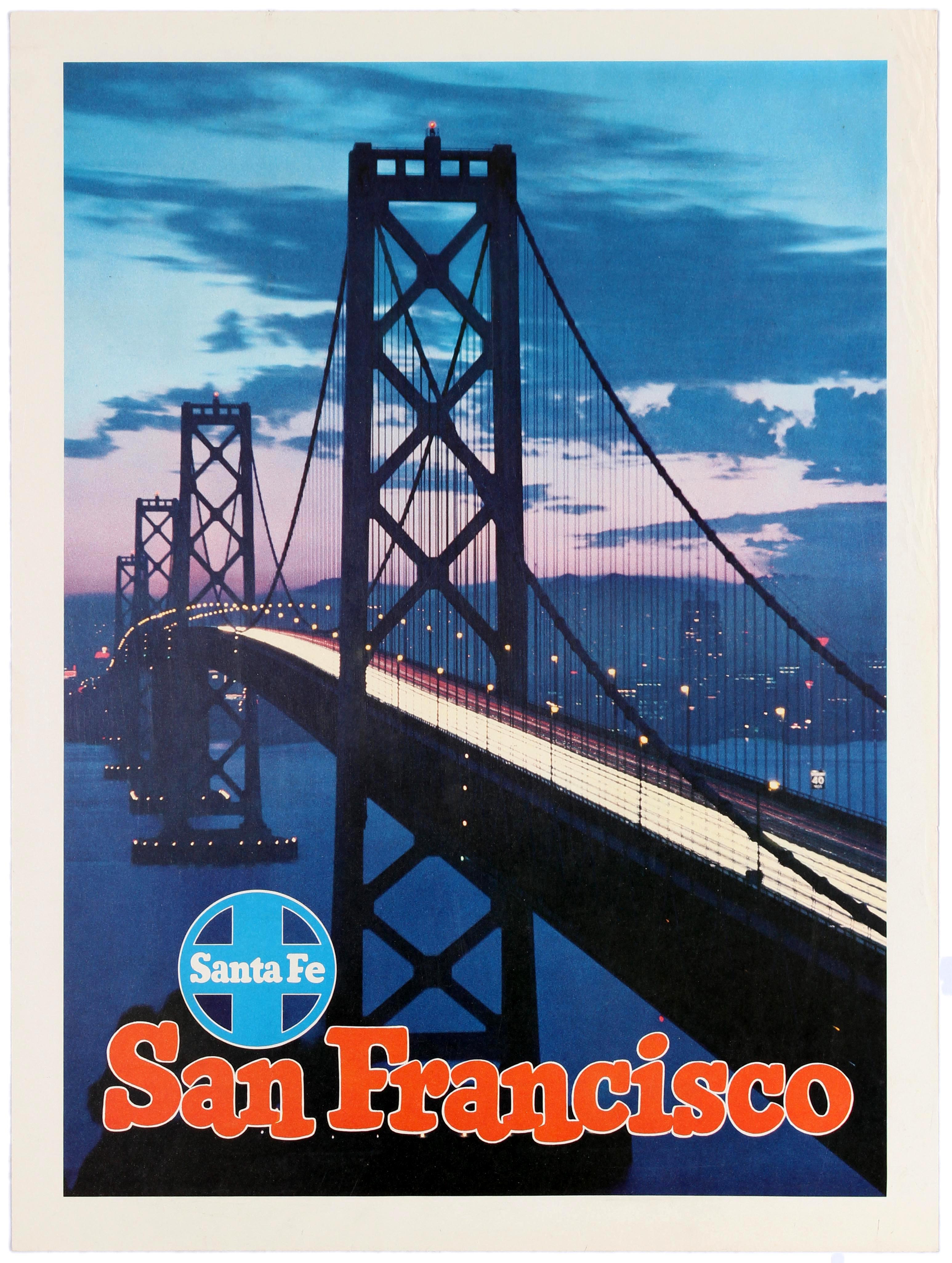 Travel Poster San Francisco Santa Fe Railways San Francisco Bridge