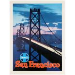 Travel Poster San Francisco Santa Fe Railways San Francisco Bridge