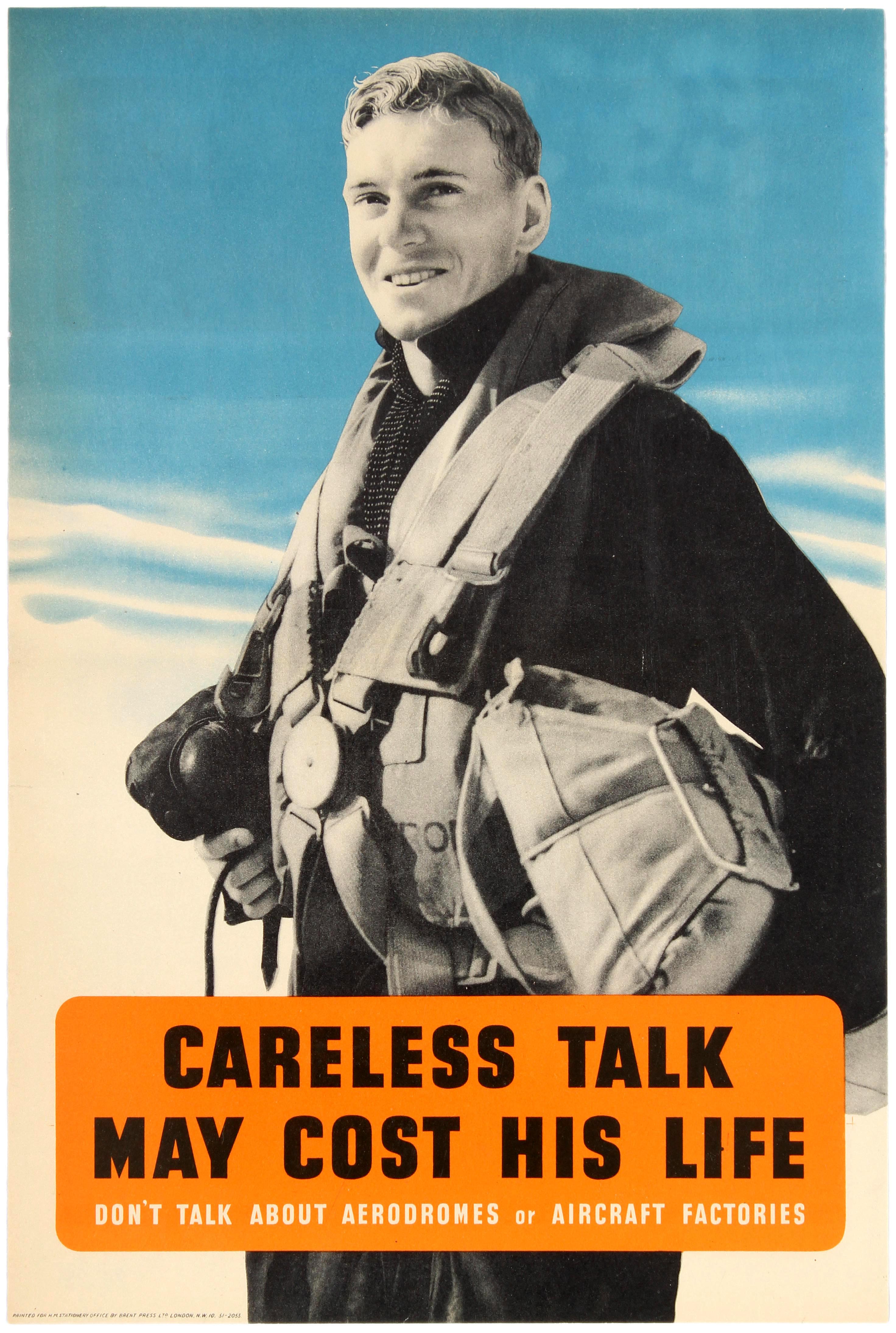 Propaganda Poster WWII Careless Talk Pilot Royal Air Force UK