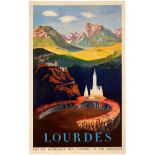 Travel Poster Lourdes French Railway France Pilgrimgae