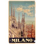 Travel Poster ENIT Milano Duomo Milan Railway Italy