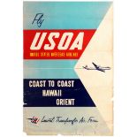 Travel Poster United States Overseas Airlines USOA Hawaii Orient