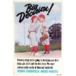 Propaganda Poster Big Decision Baseball Kids Work Motivation USA