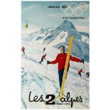 Sport Poster Grenoble Winter Olympic Games 1968 Skiing Les Deux Alpes