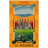 Travel Poster Visit Belgium Schell Seaside Cities Countryside