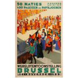 Travel Poster Brussels World Fair Belgium Joseph van den Bergh