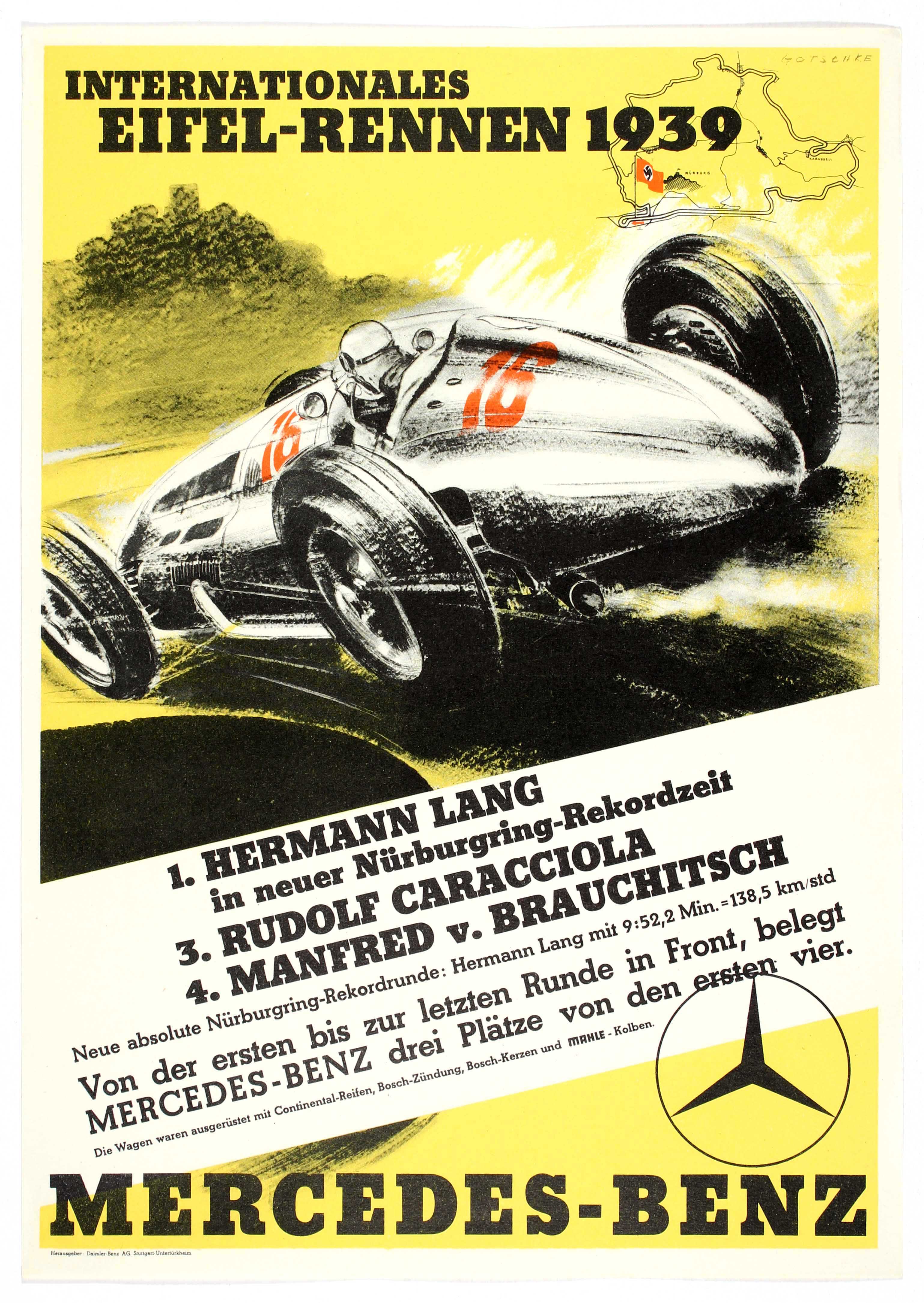 Car Racing Poster Eifel Rennen 1939 Mercedes Benz Nazi