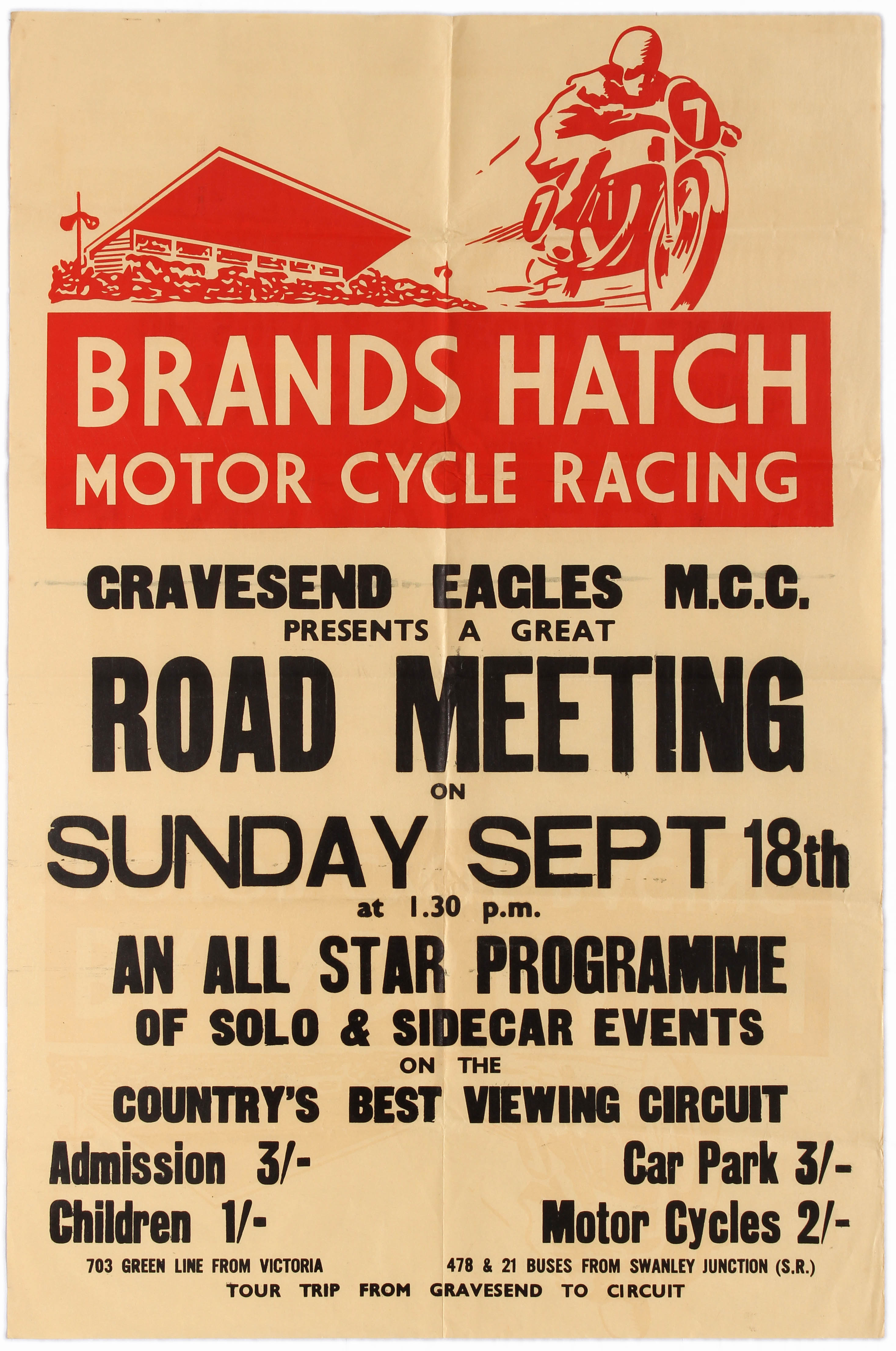 Sport Poster Brands Hatch Motorcycle Racing September 1955