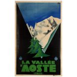 Travel Poster ENIT Aosta Valley Skiing Alps Giuseppe Magagnoli Art Deco