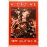 Propaganda Poster WWII Nazi France Antisemitic Great European Crusade