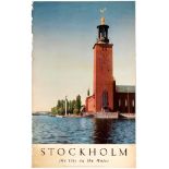 Travel Poster Stockholm City Hall Harbour Sweden
