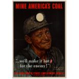 Propaganda Poster WWII USA War Miner America Coal Norman Rockwell