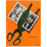 Propaganda Poster Anti Alcohol USSR Vodka Family Scissors