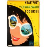 Travel Poster Post Office Bus Black Forest Lake Constance Germany