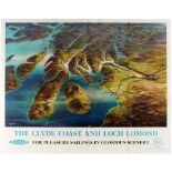 Travel Poster British Railways Scotland Clyde Coast Loch Lomond Map