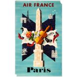 Travel Poster Air France Airline Paris Lancaster