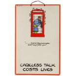 Propaganda Poster WWII Careless Talk Fougasse Telephone Booth