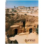 Travel Poster Tunisia Matmata Desert Village Troglodyte Houses