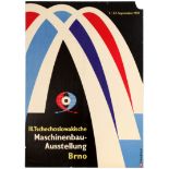 Advertising Poster Czechoslovakia Engineering Exhibition Brno Midcentury Modern