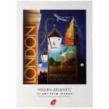 Travel Poster Virgin Atlantic London Big Ben Cricket Pub