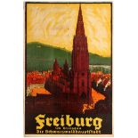 Travel Poster Freiburg Cathedral Black Forest Germany