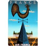 Travel Poster Air France Airline Loire Castle Jean Picart le Doux
