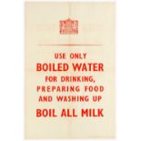 War Poster Use Only Boiled Water WWII UK Home Front