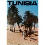 Travel Poster Tunisia Desert Camel Caravan Tunis