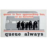 Propaganda Poster WWII Bus Queue Always Ministry of War Transport Safety