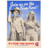 War Poster Join Us On The Farm Front WWII USA Teenager