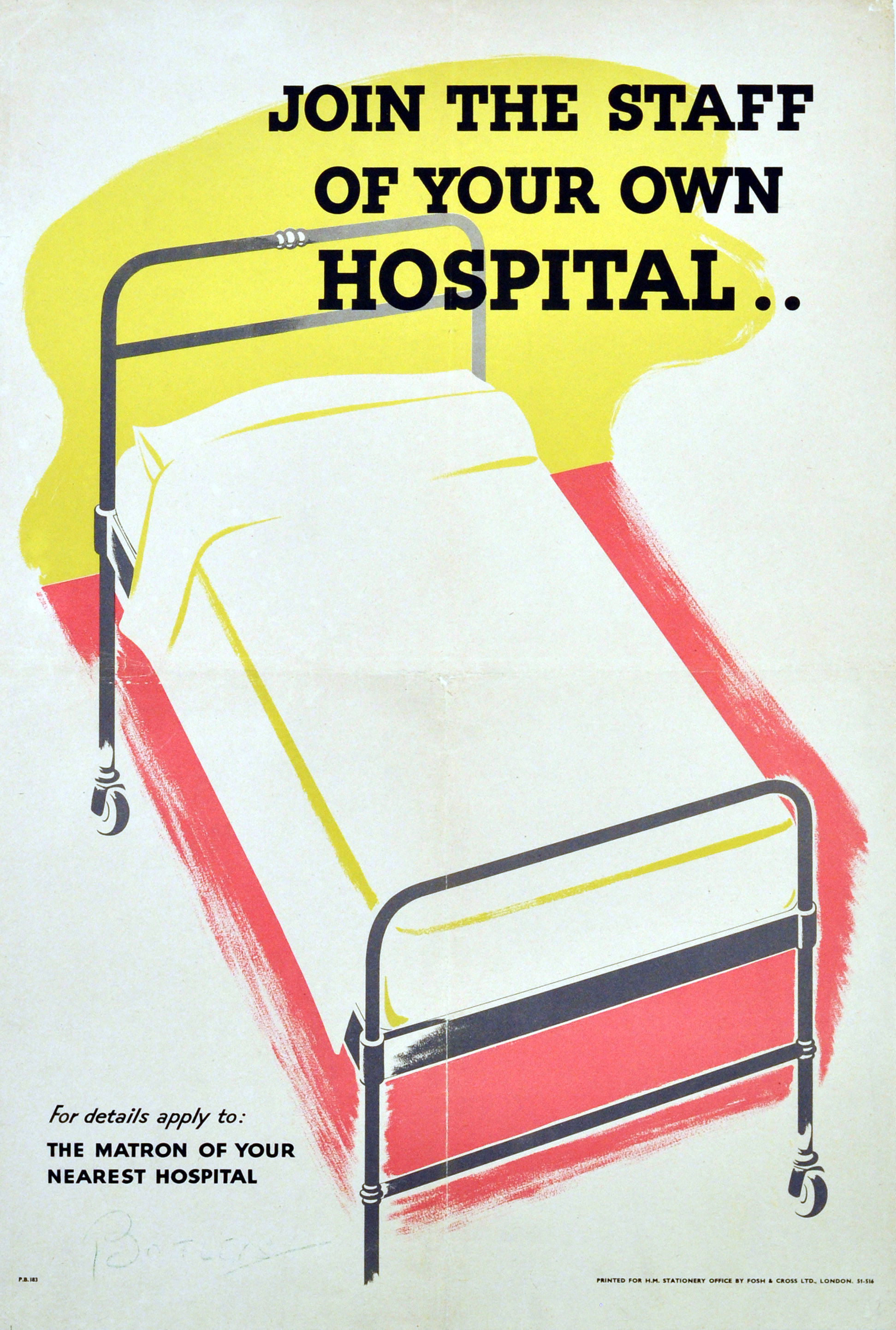 War Poster Join Your Hospital WWII UK Home Front