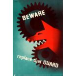 Propaganda Poster Gear Guard Dog ROSPA Work Safety Midcentury Modern