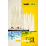 Travel Poster Europe USA United States Lines