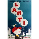 Travel Poster Contemporary Finland Lahti Midcentury