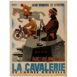 War Poster WWII Vichy Army Recruitment Tank Motorcycle Art Deco