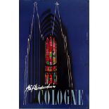 Travel Poster Cologne Koln Germany Midcentury