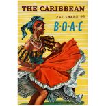 Travel Poster The Caribbean Dancer BOAC Airline Hayes UK
