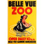 Travel Poster Belle Vue Zoo Manchester Hippo